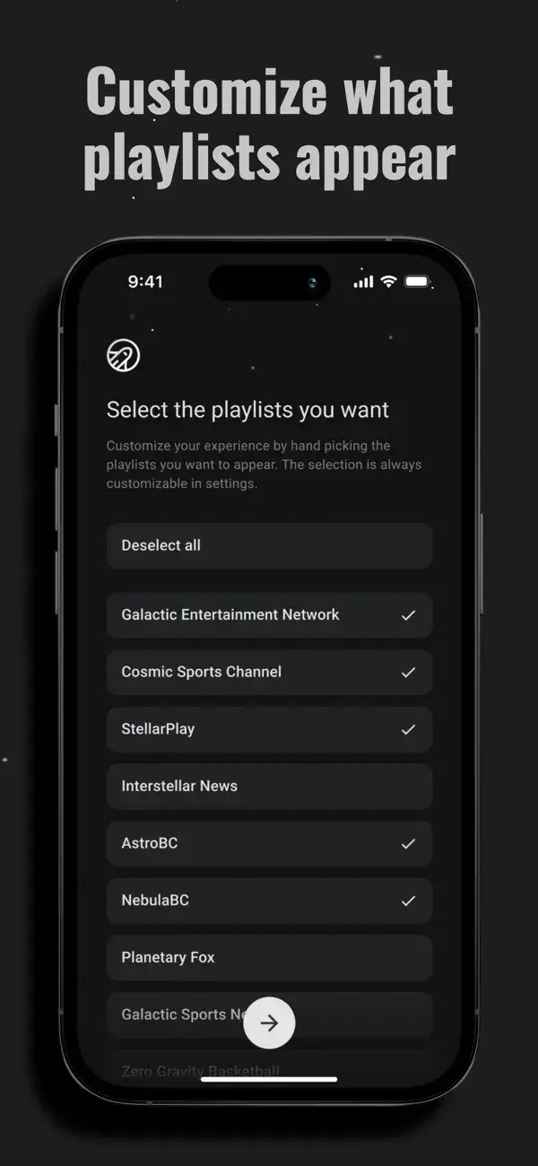 Jetpack IPTV Customize channel selection